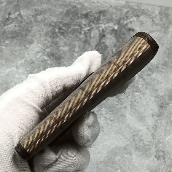 4NWOT Burberry Plaid 4 Leather Canvas Gold Ring Compact Small Sz Key Case Pouch - Picture 7 of 10